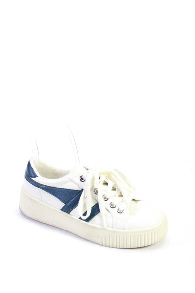 Gola Womens Leather Colorblock Low Top Platform Sneakers White Navy Size 6US 37E