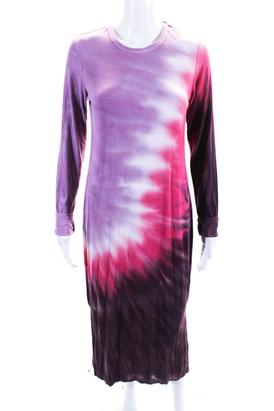 Electric & Rose Womens Long Sleeve Ribbed Ombre Midi Dress Purple Size Large