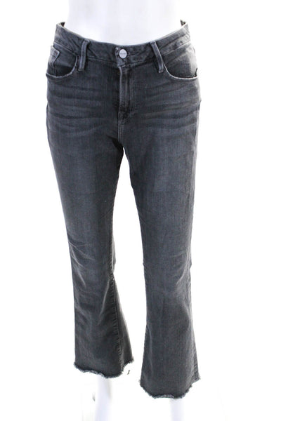Frame Denim Womens High Rise Fringe Boot Cut Jeans Gray Cotton Size 29