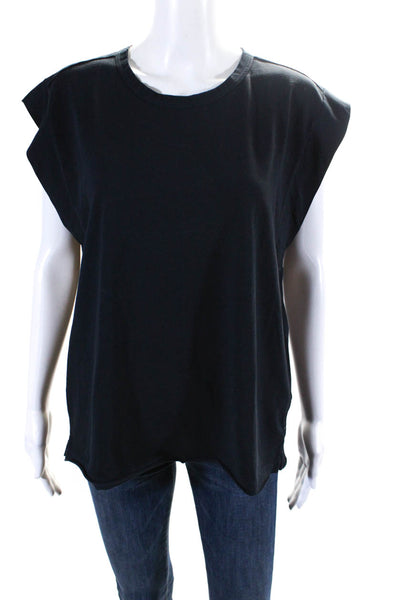 Rag & Bone Womens Short Sleeve Scoop Neck Tee Shirt Navy Blue Cotton Size Large