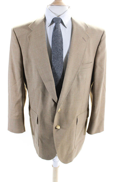 Stafford Mens Light Brown Wool Two Button Long Sleeve Blazer Size 44