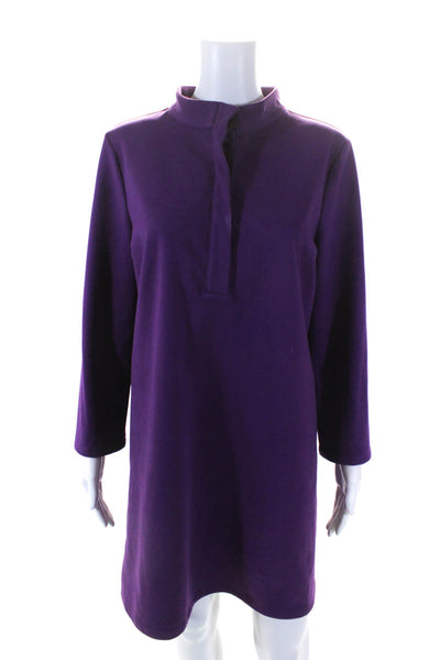 Pomander Place Womens High Neck Henley Long Sleeve Polo Shift Dress Purple XL
