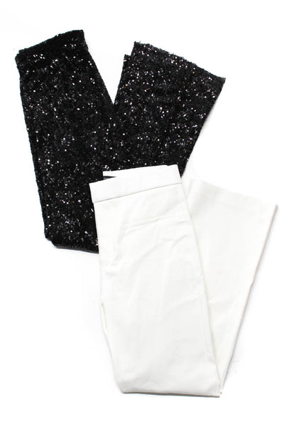 Zara Womens Pull On Sequined Dress Pants Black White Size Small Lot 2