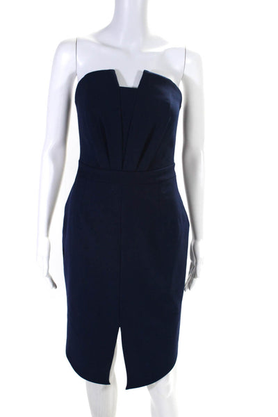 Adelyn Rae Womens Strapless Pleated Sweetheart Pencil Dress Navy Size M