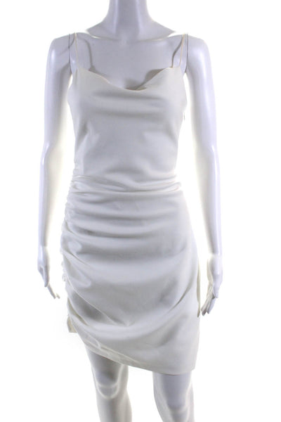 Cinq A Sept Womens Sleeveless Side Ruched Zipped Midi Dress White Size 10