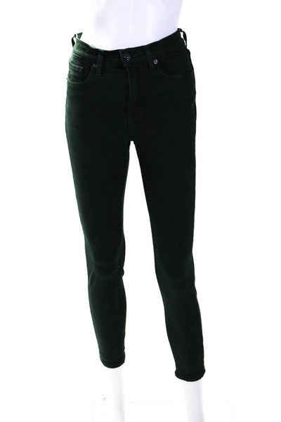 Veronica Beard Womens Debbie 10" High Rise Skinny Jeans Dark Green Size 25