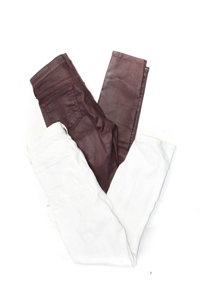 AG Citizens Of Humanity Womens Waxed Skinny Jeans Maroon White Size 25 Lot 2