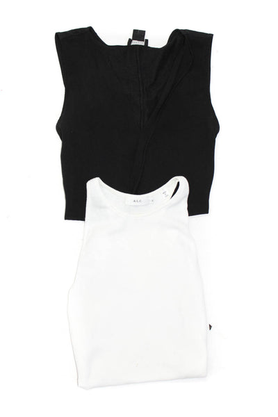 ALC Theory Womens Knit Tank Top Sleeveless Blouse Black White Small Petite Lot 2