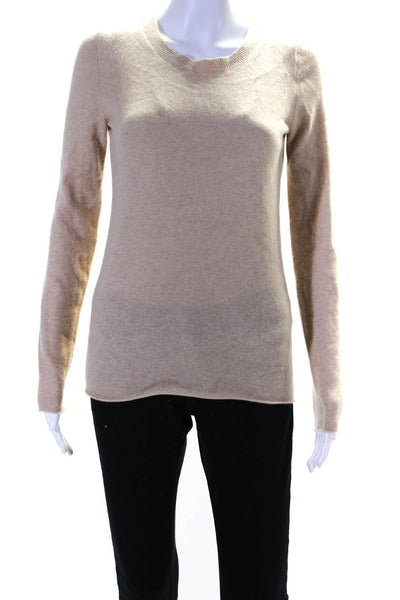 J Crew Womens Cashmere Knit Round Neck Long Sleeve Pullover Tope Beige Size XS