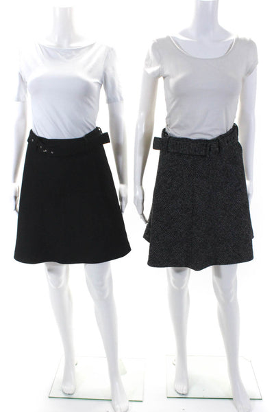 Zara Womens Belted Knee Length A Line Skirts Black Size Small Lot 2