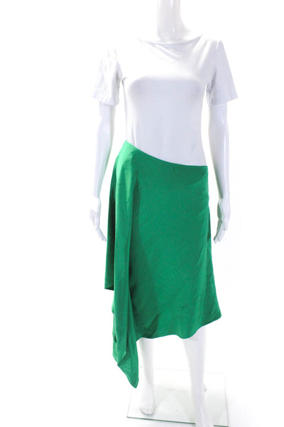 Jay Godfrey Womens Silk Back Ruffled High Low Zipped Skirt Green Size 2