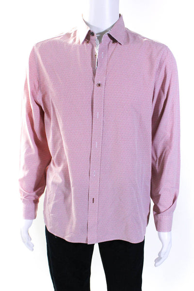 Ted Baker London Mens Button Down Dress Shirt Pink White Cotton Size 5