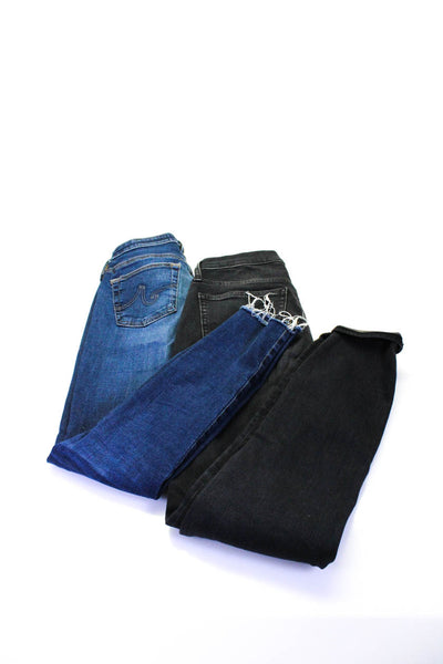 J Crew AG Adriano Goldschmied  Womens Cotton Skinny Jeans Black Size 28 Lot 2