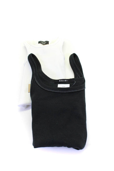 Ksubi Women's Scoop Neck Sleeveless Tank Top Black White Size L Lot 2