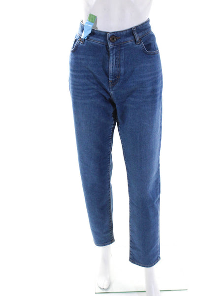 Max Mara Womens Zipper Fly High Rise Cropped Cigarette Jeans Blue Denim Size 12