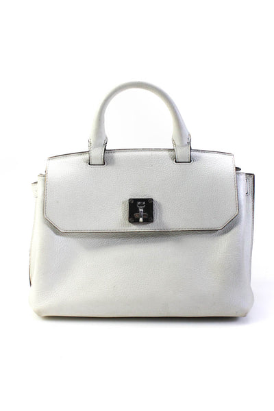 MCM Womens Grain Leather Milla Convertible Leather Top Handle Backpack White