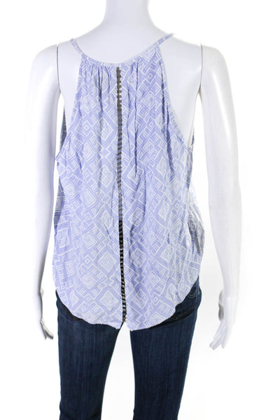 Saylor Womens Lilac Printed Beaded V-Neck Sleeveless Blouse Top Size S