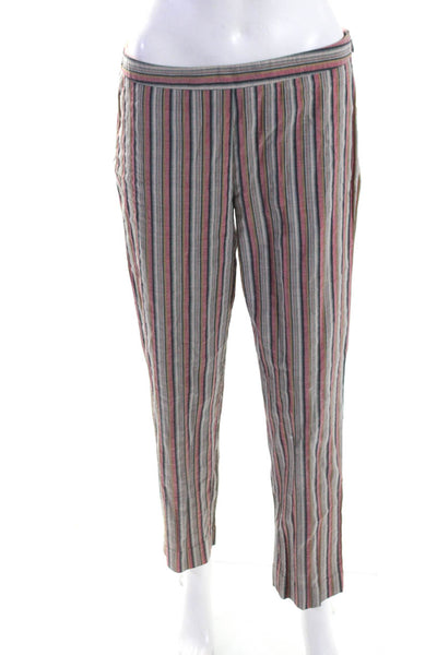 KORS Michael Kors Womens High Waist Stripe Straight Leg Pants Multicolor Size 8