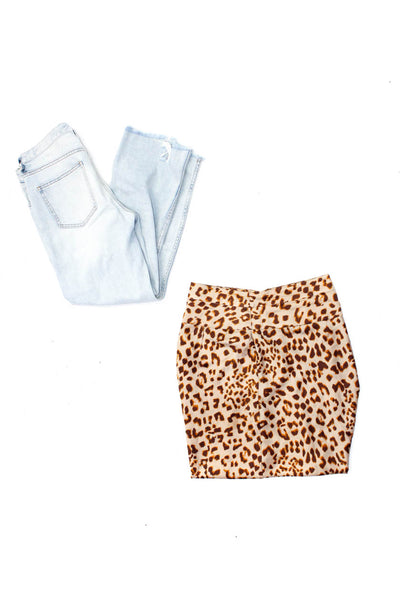 Free People We The Free Womens Animal Print Skirt Jeans Brown Size 8 27 Lot 2