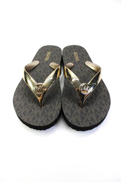 MICHAEL Michael Kors Womens Brown Gold MK FLIP FLOP Shoes Size 5M