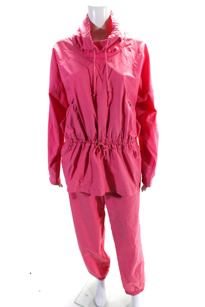 SKYR Womens Cowl Neck Pullover Jacket Windbreaker Pants Set Pink Size Small