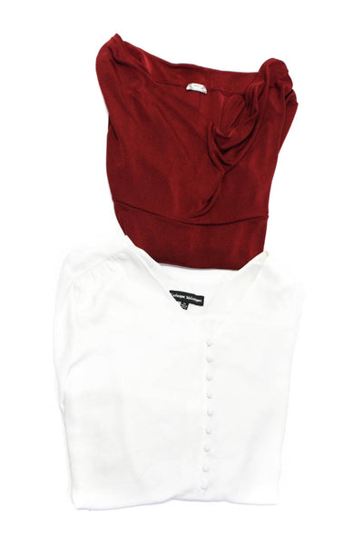 Catherine Malandrino Women's Long Sleeves Half Button Blouse White Size XL Lot 2