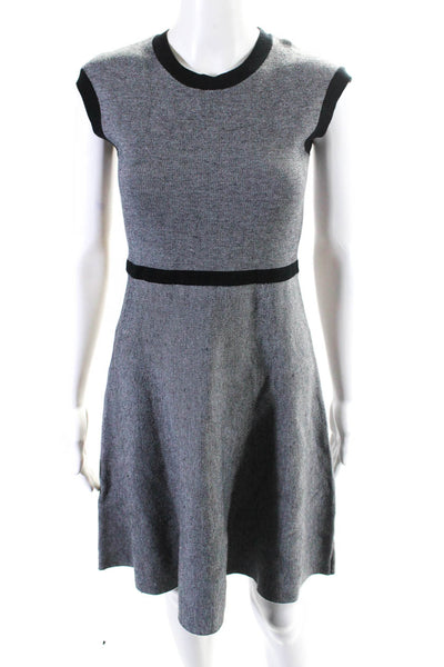T Tahari Womens Gray Black Color Block Crew Neck Sleeveless Shift Dress Size S
