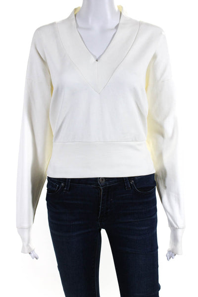 Kimberly Taylor Women V-Neck Long Sleeve Pullover Blouse Top White Size S