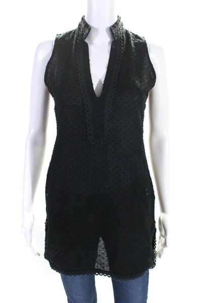 STS Sail To Sable Womens Cotton Swiss Dot Sleeveless Tunic Top Black Size 00