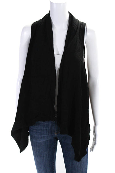 Pure DKNY Womens Open Front Draped Knit Vest Jacket Black Size Medium
