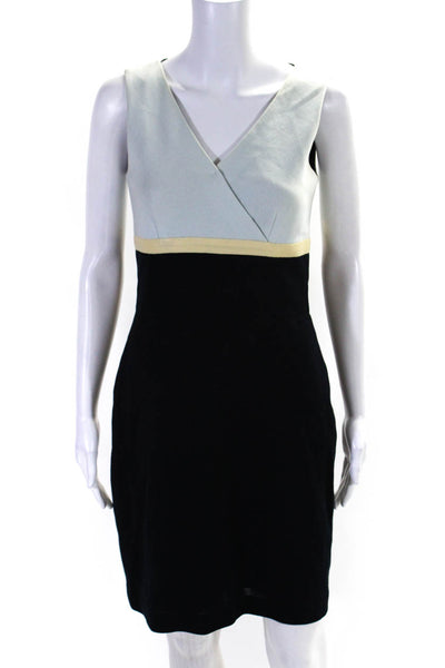 Kay Unger Womens V Neck Colorblock Sleeveless Sheath Dress Blue Size 6