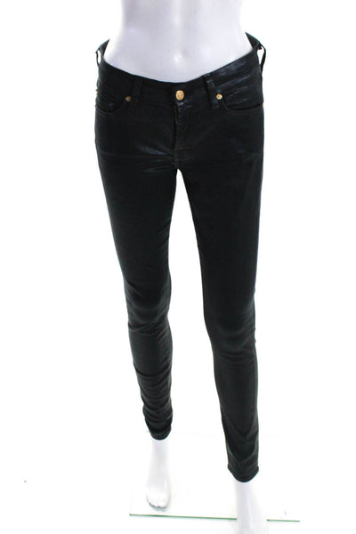 7 For All Mankind Women's Five Pockets Coated Skinny Pant Black Size 27