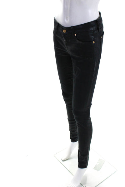7 For All Mankind Women's Five Pockets Coated Skinny Pant Black Size 27
