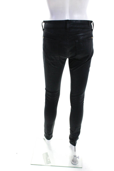 7 For All Mankind Women's Five Pockets Coated Skinny Pant Black Size 27
