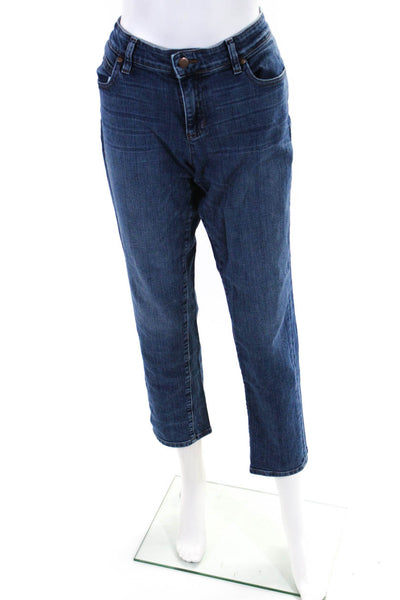 Eileen Fisher Womens Denim Mid Rise Zip Up Straight Leg Jeans Pants Blue Size 8