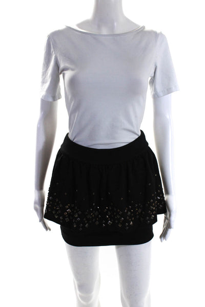 Ted Baker Womens Embellished Knit Ponte Layered Mini Skirt Black Size 0