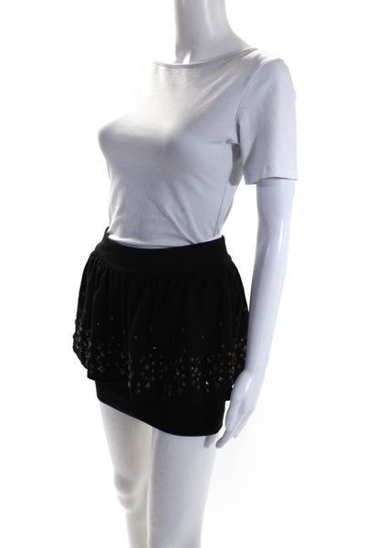 Ted Baker Womens Embellished Knit Ponte Layered Mini Skirt Black Size 0