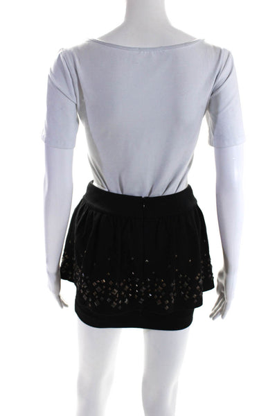 Ted Baker Womens Embellished Knit Ponte Layered Mini Skirt Black Size 0