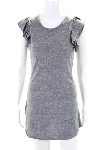 Chaser Womens Ruffled Short Sleeves Shirt Dress Gray Cotton Size Extra Small