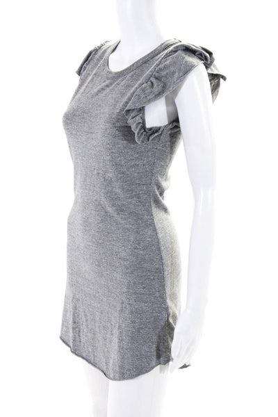Chaser Womens Ruffled Short Sleeves Shirt Dress Gray Cotton Size Extra Small