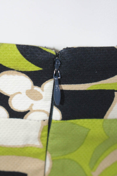 J Crew Womens Strapless Pique Floral Sheath Dress Navy Green Beige Size 8