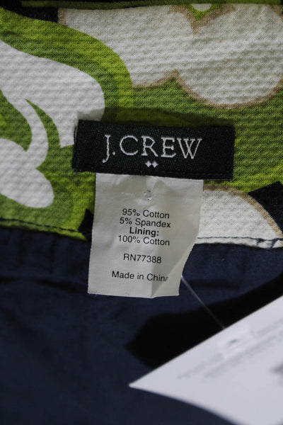 J Crew Womens Strapless Pique Floral Sheath Dress Navy Green Beige Size 8