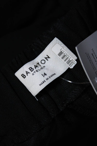 Babaton Women's Elastic Waist Flat Front Straight Leg Dress Pant Back Size 14