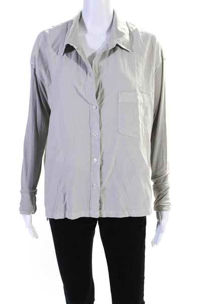 Standard James Perse Womens Button Front Collared Shirt Gray Cotton Size 3