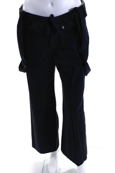 Comptoir Des Cotonniers Womens Navy Blue Cotton High Rise Wide Leg Pants Size