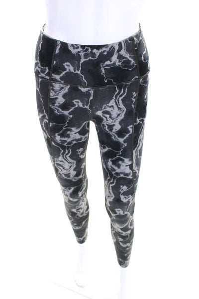 Varley Womens Abstract Print Mid Rise Pull On 7/8 Capri Leggings Gray Size XS