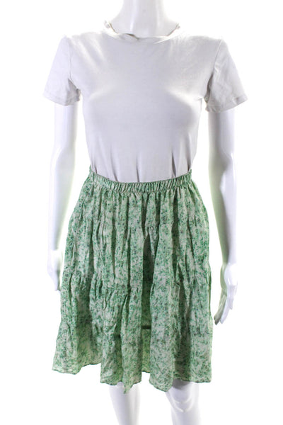 Calypso Christiane Celle Womens Green Floral Knee Length A-Line Skirt Size S
