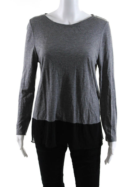 Sweaty Betty Womens Long Sleeve Mesh Trim Blouse Gray Size M