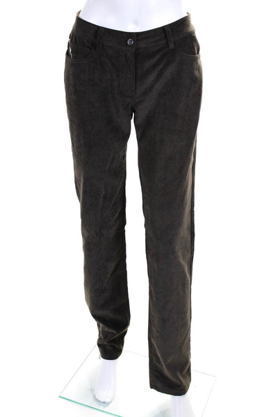 Chervo Womens High Waist Slim Skinny Corduroy Golf Pants Brown Size 8