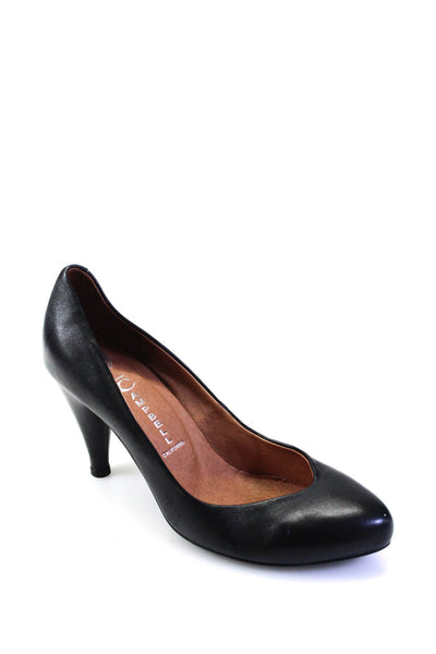 Jeffrey Campbell Womens Leather Round Toe Slip-On Cone Heels Pumps Black Size 9